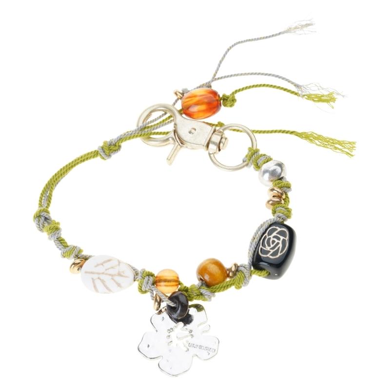 Hibiscus Beaded Keychain Bracelet Handwoven Hand Bangle Jewelry Tropical Inspired Everyday Wear Wrist Accessory