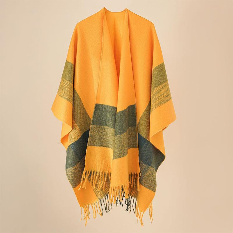 Imitation Cashmere Winter Layers Poncho For Women Men Tassel Scarf Warm Female Male Capa Para Mujer Pashmina Scarve Wrap Shawl