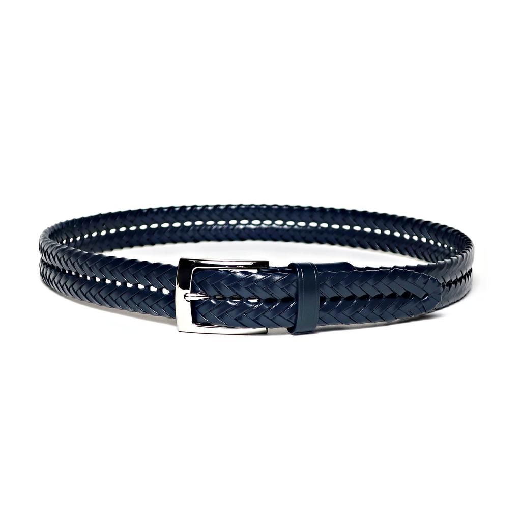 [KIETH] Men's Belt, Mesh Leather, Genuine Leather, Navy, Adjustable Size, Guaranteed Quality KE21194-29