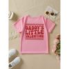 Mărimi europene Fete Modă de vară Tricou cu mânecă scurtă DADDYS LITTLE VALENTINE Imprimeu desen animat carouri și ochi de inimă Gât rotund casual