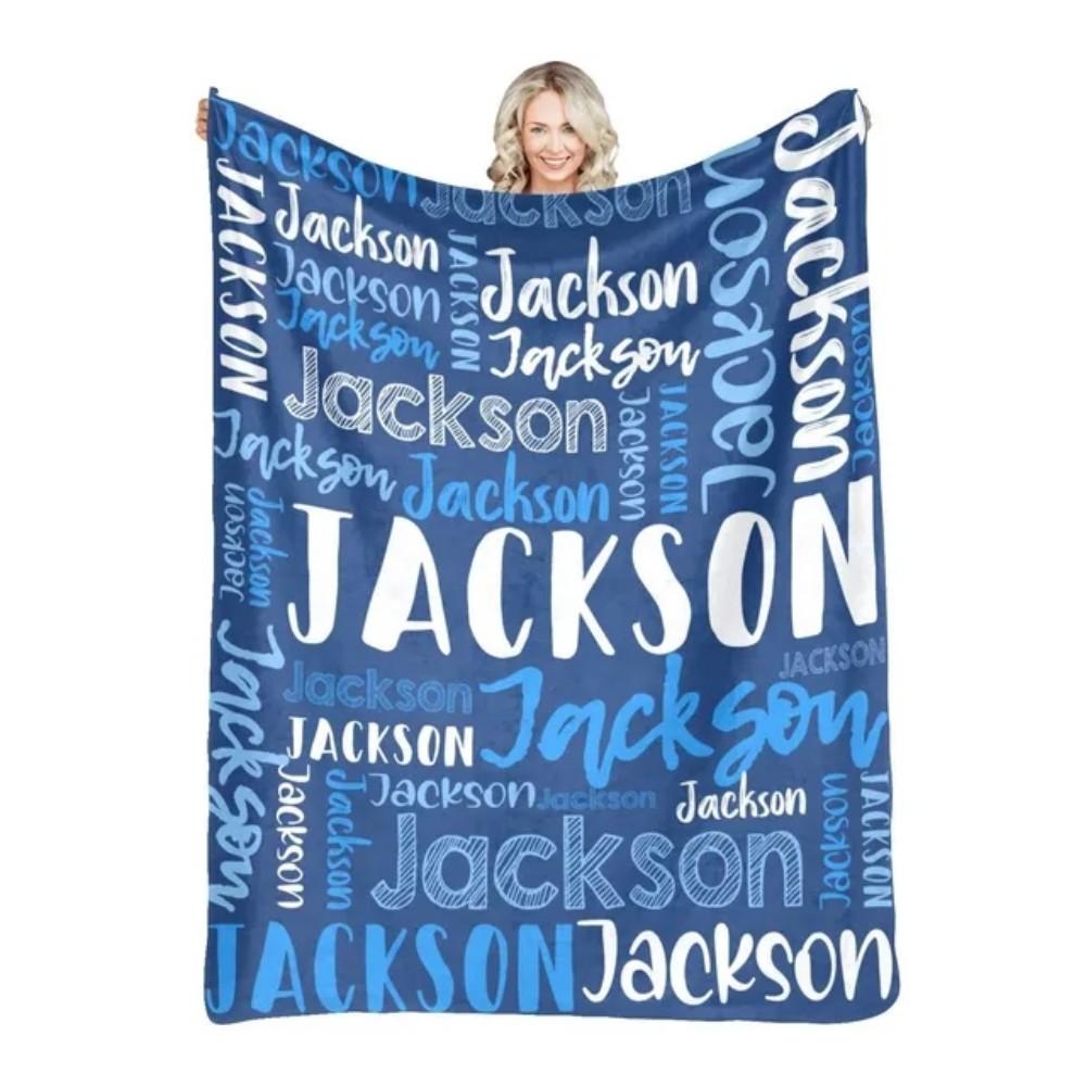 30 Colors Personalized Name Flannel Blanket For Girls Boys Letter Monochrome Customized Baby Adult Name Blanket Birthday Gift