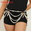 Multilayer Handcrafted Pearl Tassel Waist Chain For Summer Beach Wear