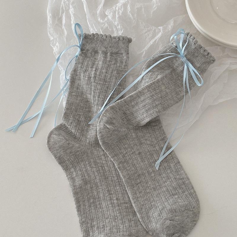 5 Pairs of Girls Sweet and Versatile Ballet Tube Bow Socks