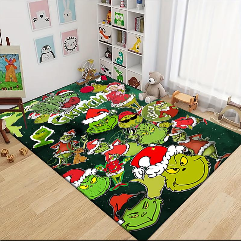 Grinch Christmas Party Carpet Rug Soft Washable Antislip Home Living Room Sofa Mats Personalized Christmas Rug