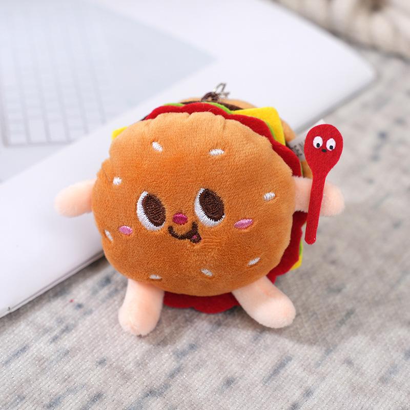 Burger Cute Hot Dog Chicken Leg Plush Pendant Small Doll Backpack Pendant Keychain For Kids Adults Children's Birthday Gift Holiday Present