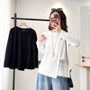 Spring 2026 Plus Size Women's Long Sleeve Lace Patchwork Cotton T-shirt