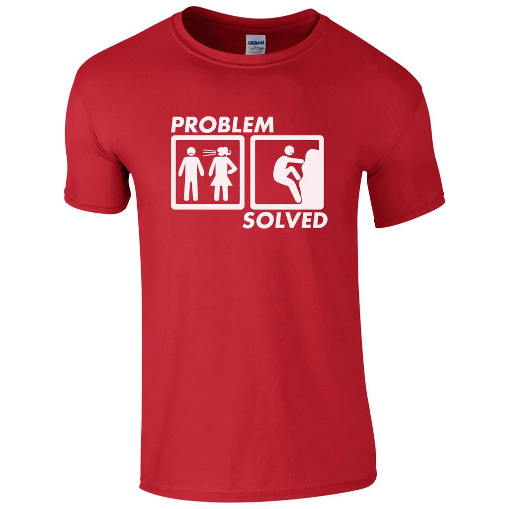 Problem Solved Rock Climbings Funny Tshirt High Quality Printed T Shirt Top Cotton Short Sleeve Tshirt Camisa Masculina