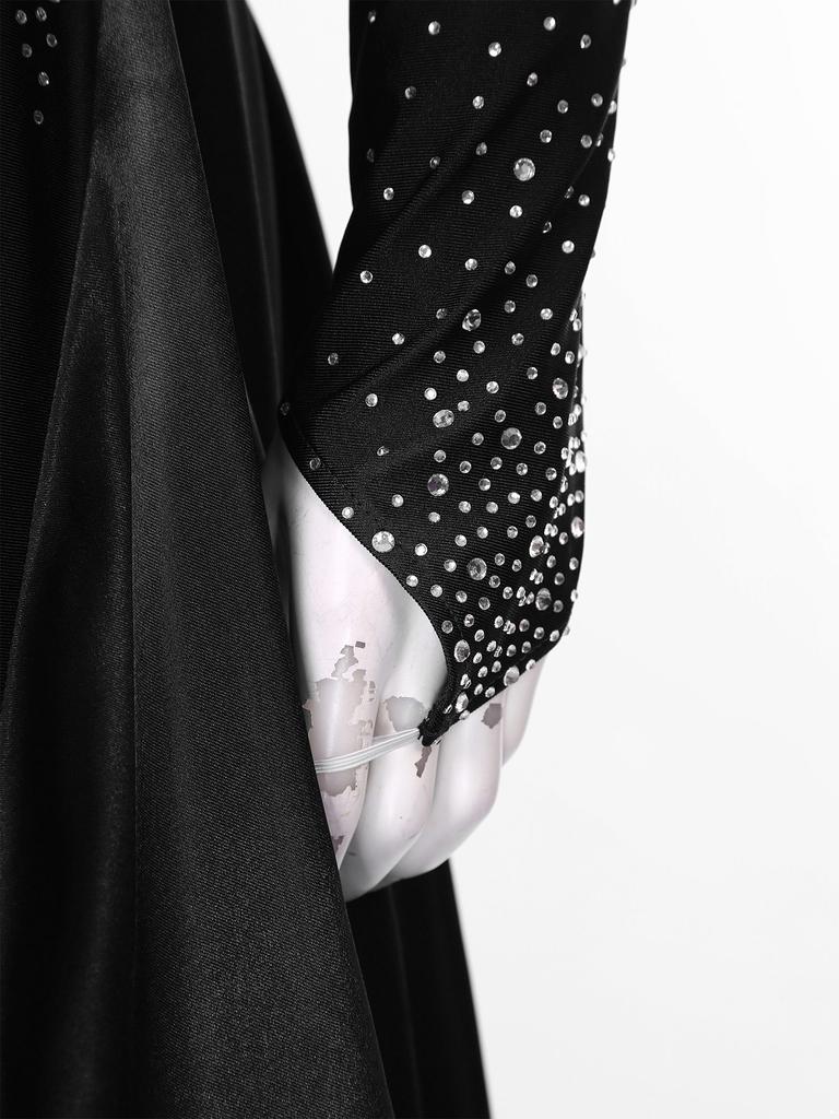 Γυναικείο Φόρεμα Χορού Αίθουσας V Λαιμόκοψη Ανοιχτή Πλάτη Κρύοι Ώμοι Λαμπερά Στρας Φαρδύς Πάτος Φόρεμα Σκηνικής Παράστασης