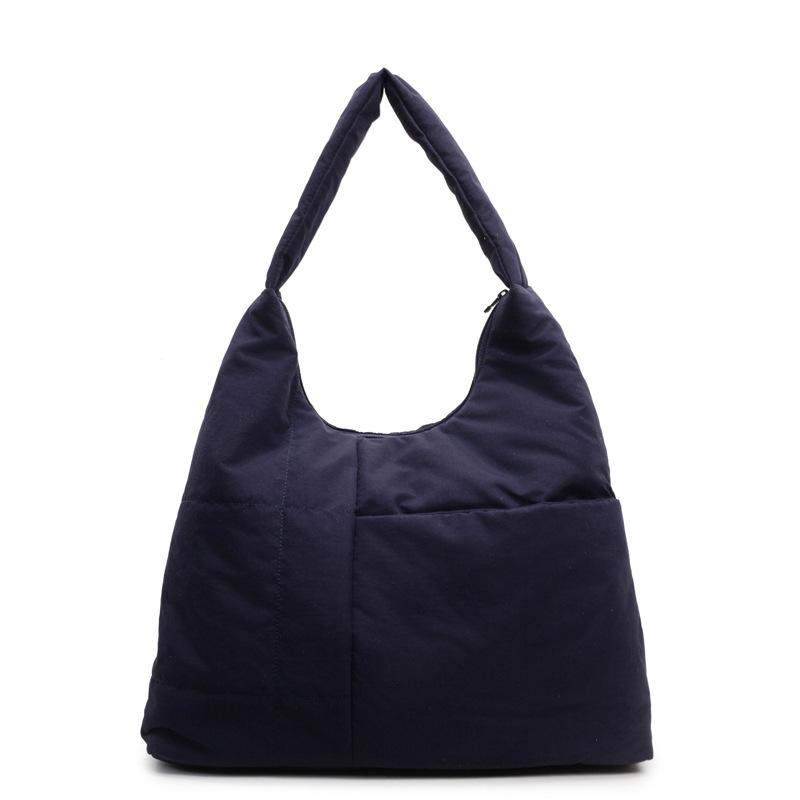 Bez çanta kadın büyük kapasiteli çanta çok yönlü omuz çantası EARE öğrenci sınıfı okul çantası yumuşak mumlu naylon çanta