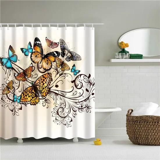 Elephant Octopus Owl Deer Horse Zebra Animals Printed Shower Curtains Bathroom Curtain With Hooks 180X180Cm