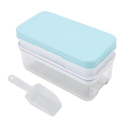 Ice Cubes Tray Molds Bin with Lid Ice Scoop Storage Bin and Storage 2 Layers 64 Cubes Silicone Easy