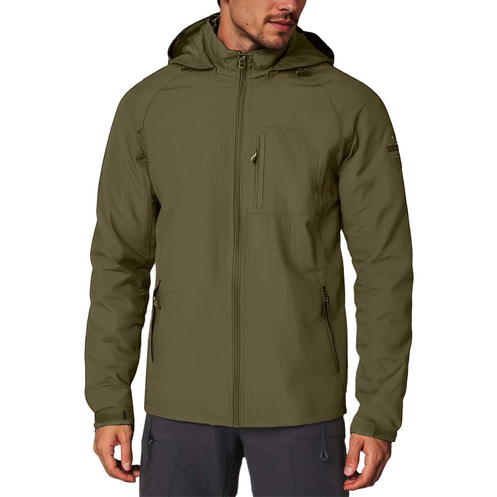 Men S Zipper Jacket Casual Long Sleeved Zipper Hooded Jacket L хаки 2630₽