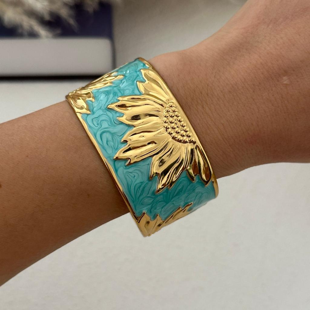 KMVEXO Blue Tones Y2K Vintage Imitation Enamel Irregular Geometry Open Bangle Women Bracelet Jewelry Man Trendy Party Aesthetic