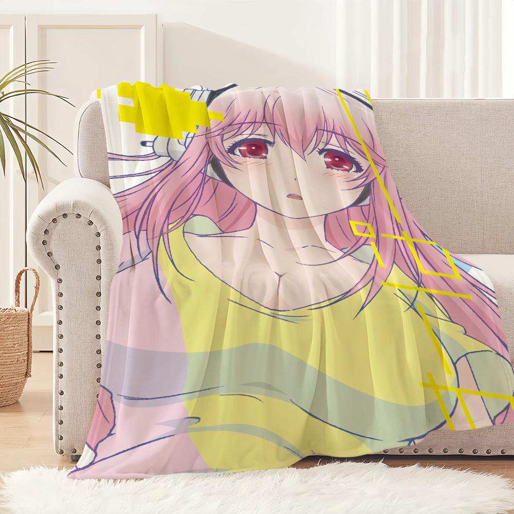 Cute Anime Super S-Sonico Girl Blanket Plush Nap Sofa Rug for Living Room Warm Office Bedroom Birthday Home Travel Kid Gifts