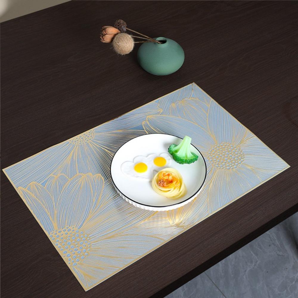2PCS Colorful Flower Placemat Waterproof Dining Mat Soft Table Mat  Wedding