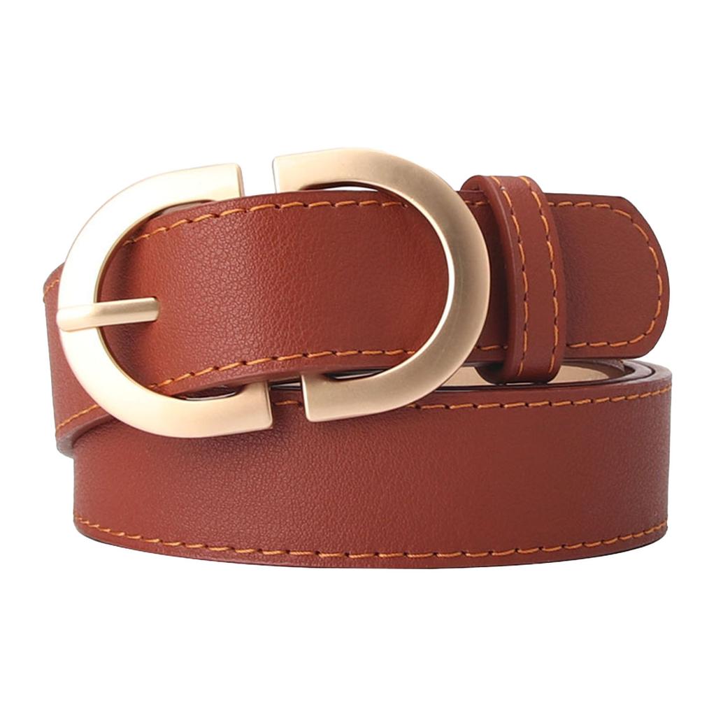 Women Belt PU Leather Pants Fashion Buckle Decorative Ladies Waist Belt for Pants Dresses Light Tan