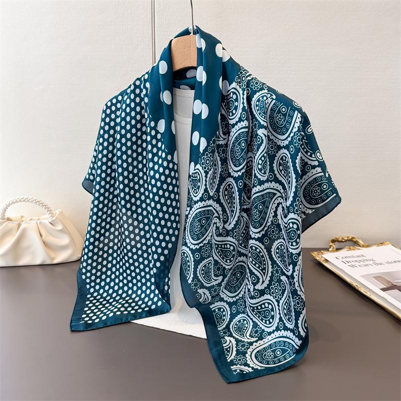 

Cross-Border Cashew Nut Simulation Silk High-End Printing Large Square Scarf Silk Scarf Shawl Headscarf Neck Protection Scarf Decorative Women S Scarf 90*90cm