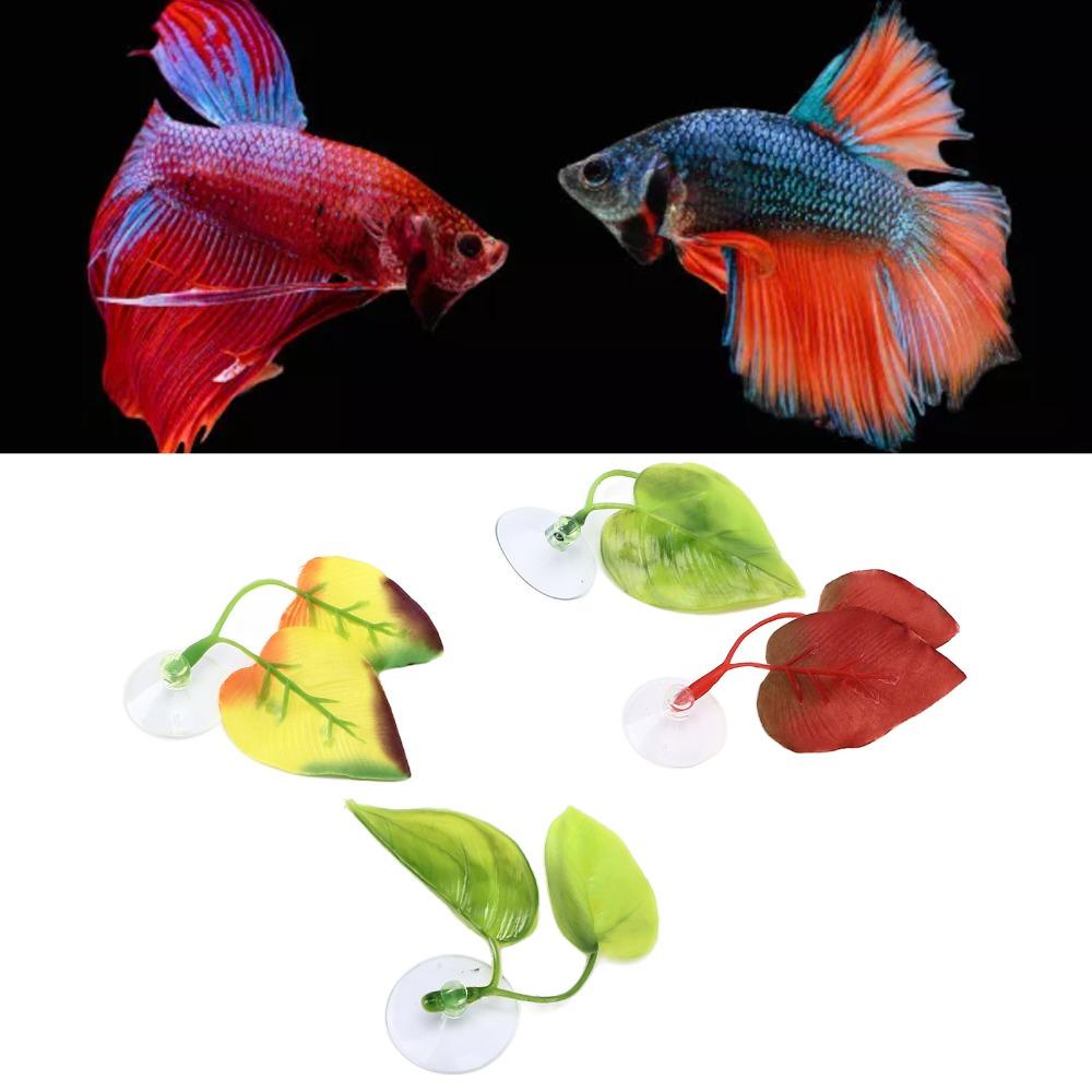 4PCS Set Realistic Betta Fish Leaf Lightweight Betta Fish Leaf Bed  Fish Tank Decor