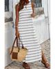 Azura Exchange Maxi Dress with Stripe Print and Open Back Slits