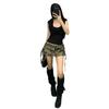 Women's Camouflage Lace-Up Denim Skirt - American Retro Low-Waisted A-line Hip-Hugging Mini Skort