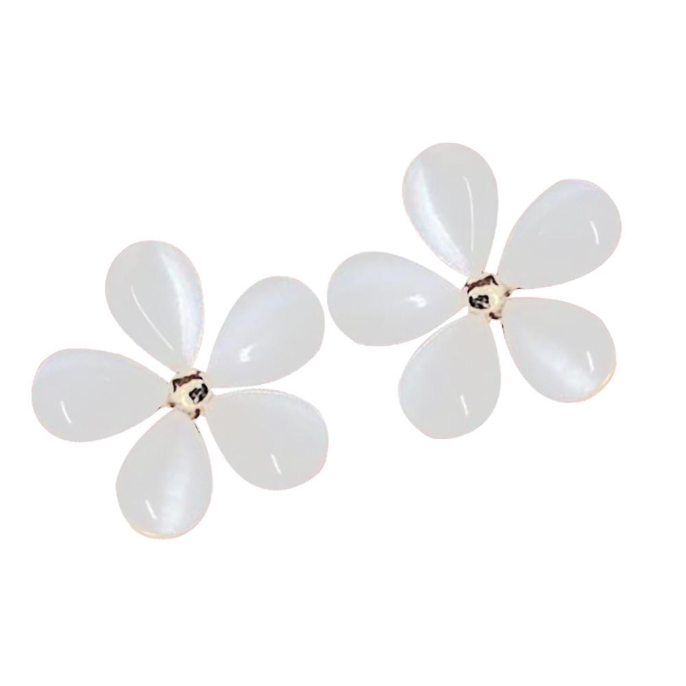 Серьга-гвоздик Цветок    Серьга-гвоздик Подарок на День Рождения Ювелирный Подарок белый