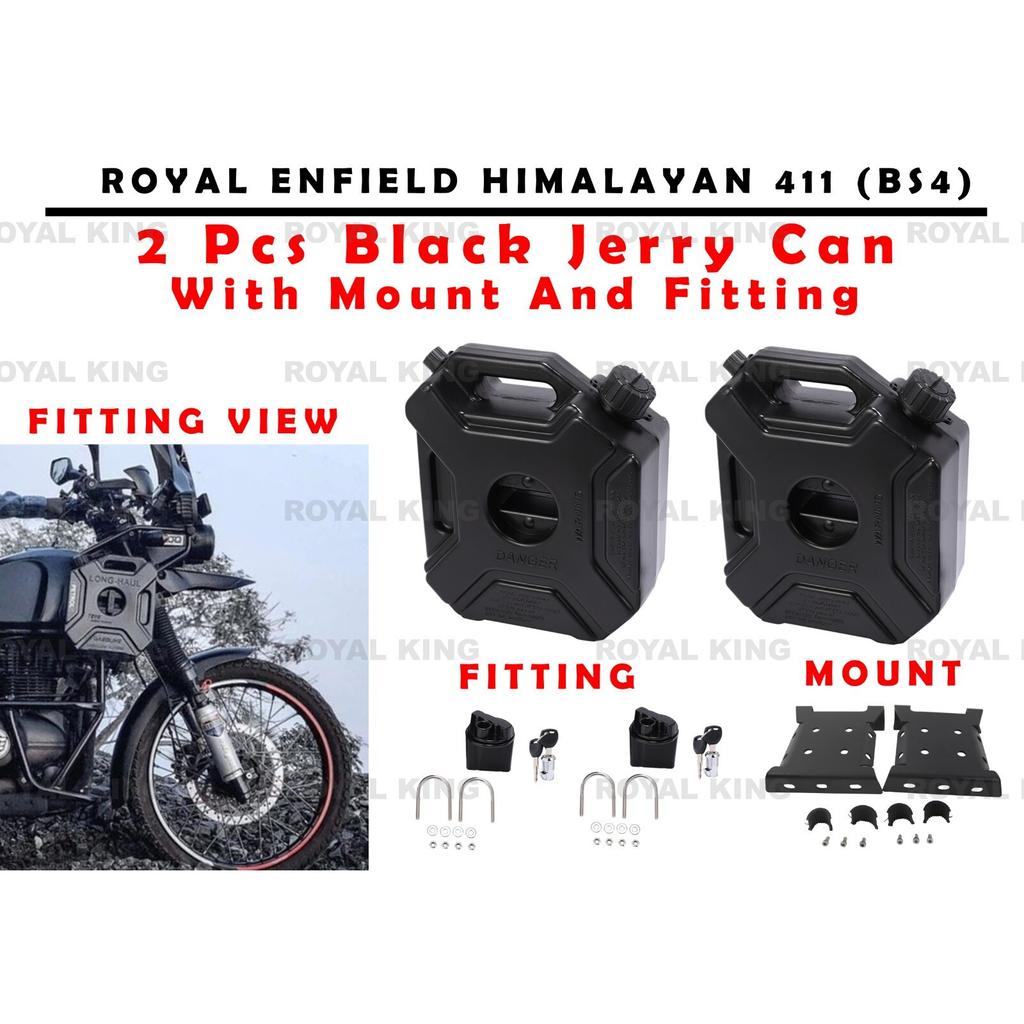 Black Jerry Can Pair With Fitting" Fits Royal Enfield Himalayan BS4