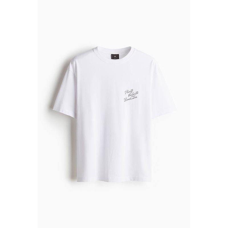 

HM Мужская одежда Женская футболка Лето Новинка Топ Мода Повседневный Мягкий круглый вырез Принт с буквами Короткий рукав 1034065 White/Puerto Vallarta 170/92