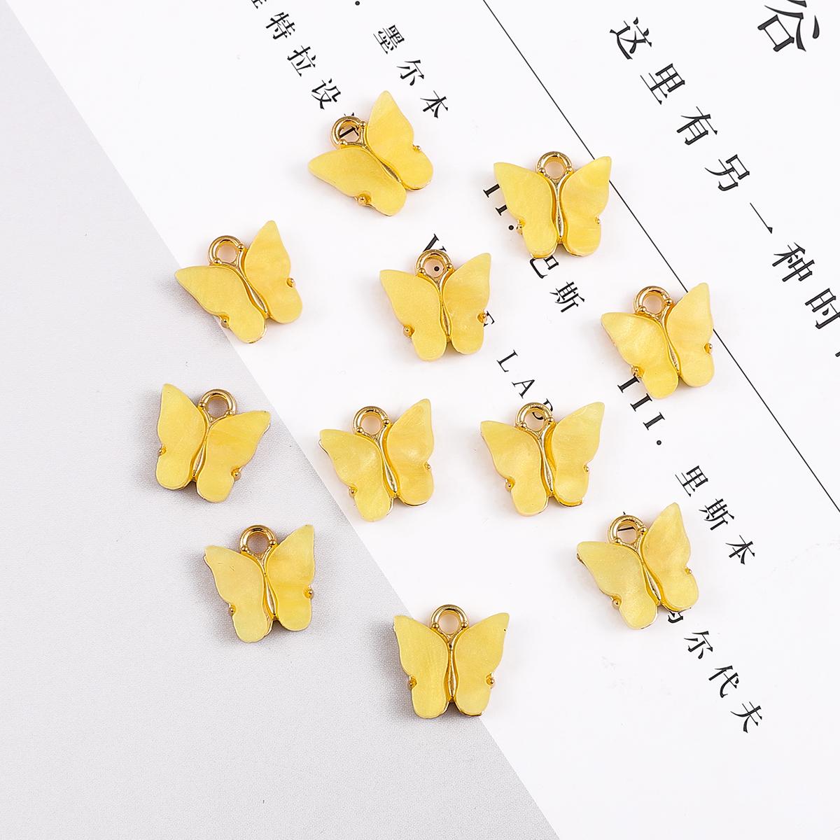 

4/10 шт., милые акриловые подвески в виде бабочки из сплава для DIY, кулон, ювелирные изделия ручной работы 13x12.5mm 4pcs жёлтый