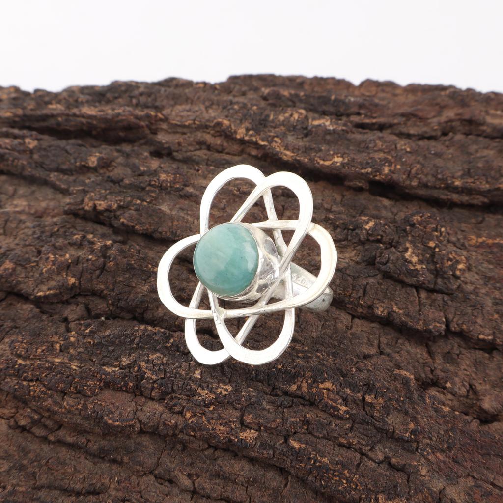 Amazonite 925 Sterling Silver Ring, Top Quality Gemstone Ring, Handmade Ring Jewelry, For Anniversary Gift