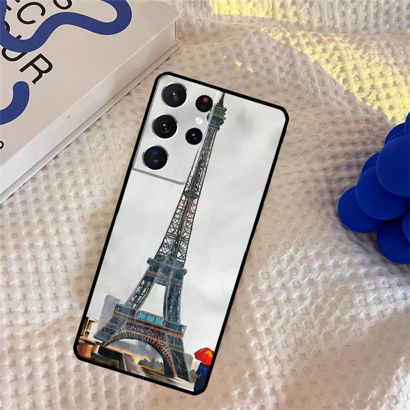 Red Umbrella Eiffel Tower Phone Case For Samsung Galaxy S25 Ultra S9 S10 S20 S22 S21 S23 Plus S24 FE Portector Cover