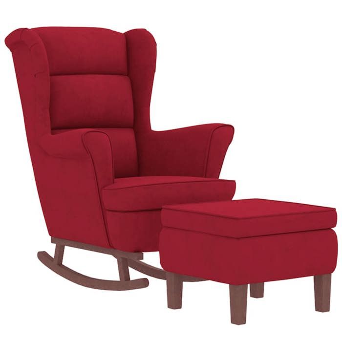 VidaXL Chaise à Bascule avec Pieds en Bois et Tabouret Fauteuil de Salon Relaxation Meuble de Salle de Séjour Chambre 3121235