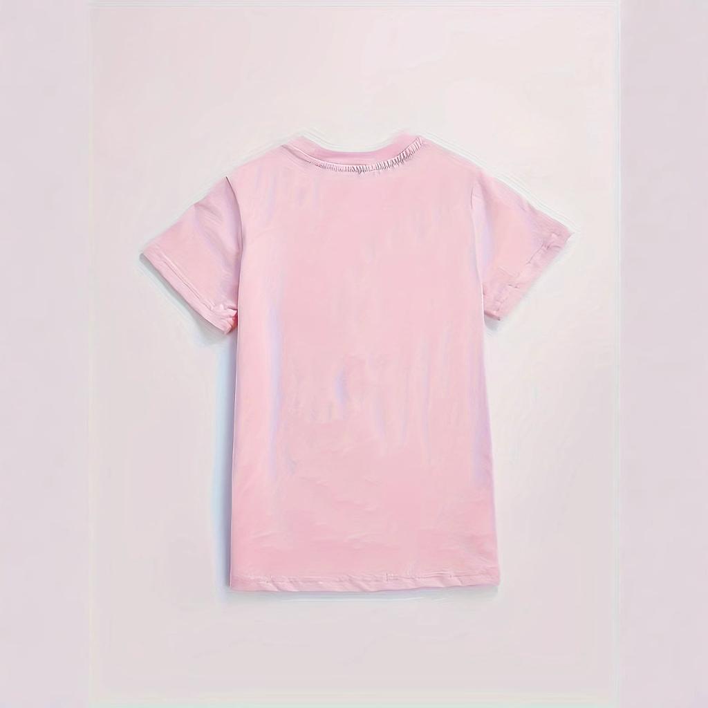 Girls' Leisure 100DAY Letter Pattern T-shirt - Summer Children's Fashion Short-Sleeved T-shirt