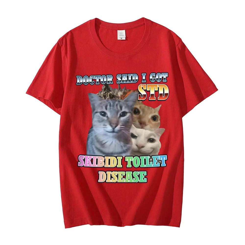 Skibidi Toilet Disease Funny Cat Meme T-shirt Harajuku Y2k Clothing Short Sleeve T-shirt Men Women Casual Fashion Loose T Shirts
