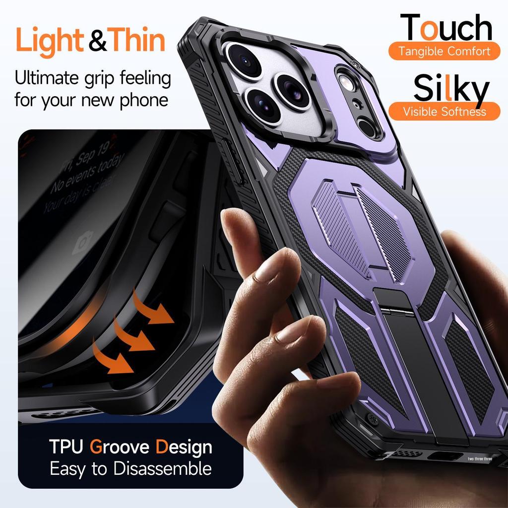 Military-Grade Drop-Proof Phone Case with Stand for Apple 17 Pro Max and 16 Pro Max