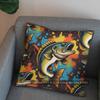 2D Colorful Tribal Fish Pattern Throw Pillow Pattern Cushion Cover Suitable For Sofa Bedroom Car Pillow Cover