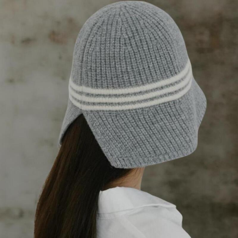 Women's Color Blocking Line Simple School Style Hat with Slit