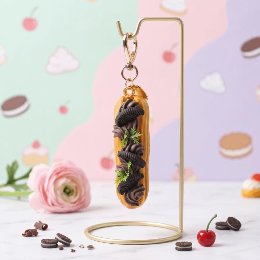 Long Cream Puff Realistic Long Cream Pendant Simulation Fruit Small Strip Fruit Keychain  Gift