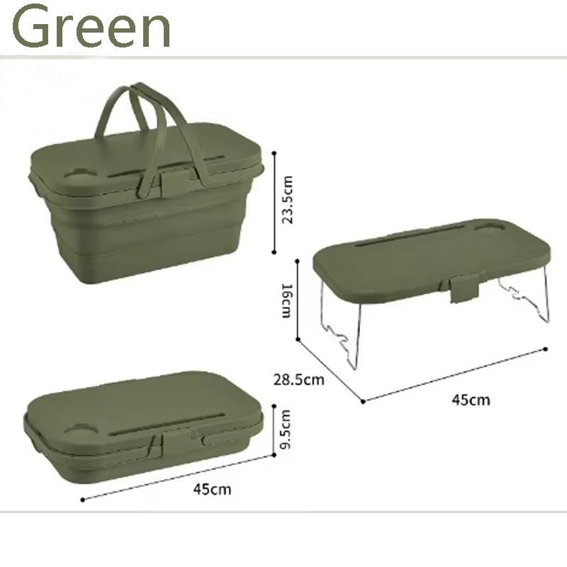 16L Foldable Camping Basket with Portable Table Durable Polypropylene Camping Storage Box Leak-Proof for Glamping, Beach