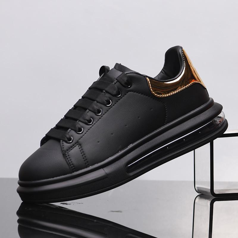 

Fashion Korean style men s fashion genuine leather shoes lace-up derby shoe flats platform sneakers air cushion womens trendy footwear 8 чорний