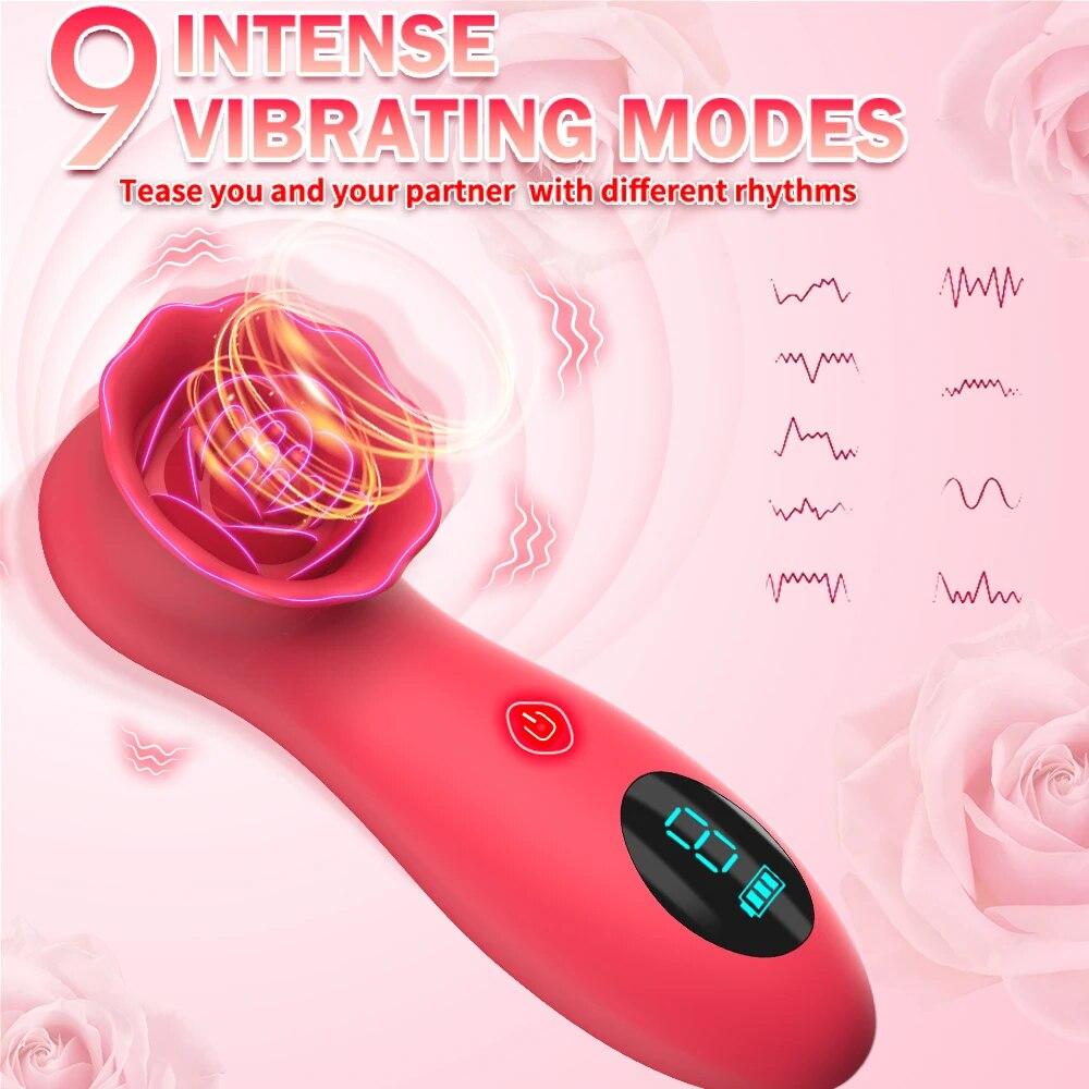 Rose Vibrator für Frauen Nippel Vagina Klitoris Stimulator G-Punkt Vibrationsmassagegerät Weiblicher Masturbator Sexspielzeug für Erwachsenenbedarf
