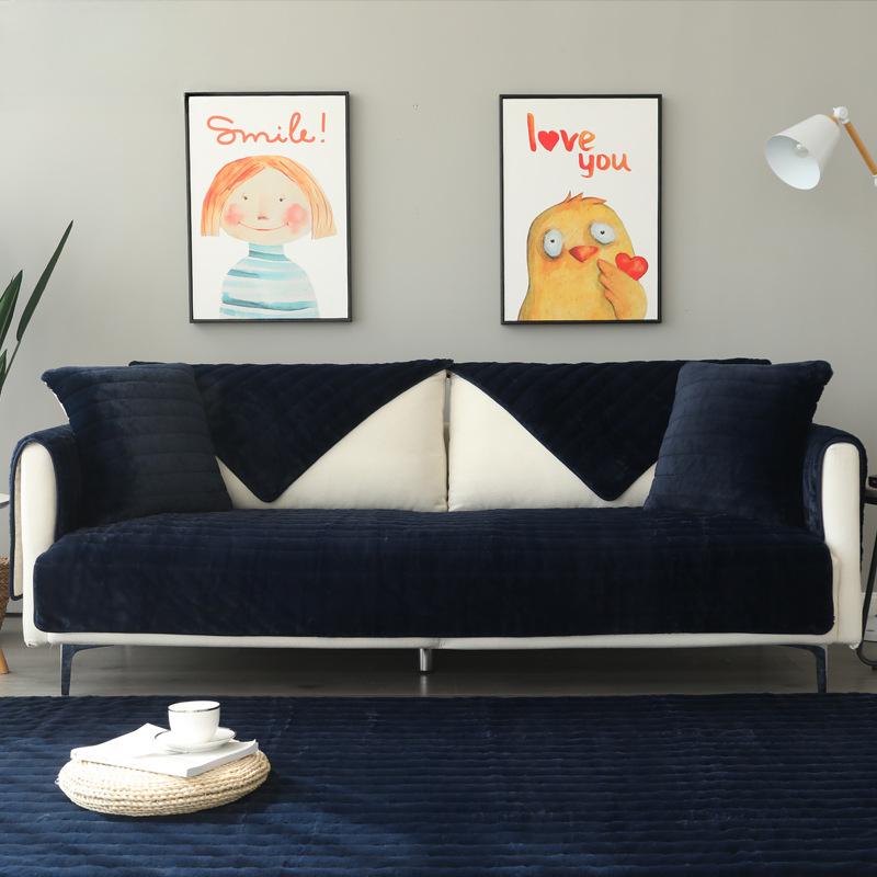 Plush Sofa Cushion New Winter Thickened Leather Anti-slip Cushion Light Luxury Simple Sofa Cover Thickened