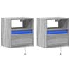 VidaXL Tables de chevet murales avec lumières LED 2 pcs sonoma gris, table de chevet flottante, support de téléphone, table 3307986