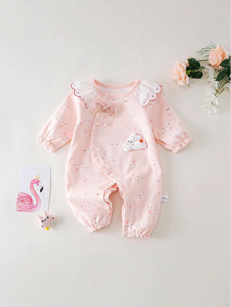 

Baby Romper: Весенне-осенний двухслойный комплект из чистого хлопка для новорожденных «Полная луна» 66 CM