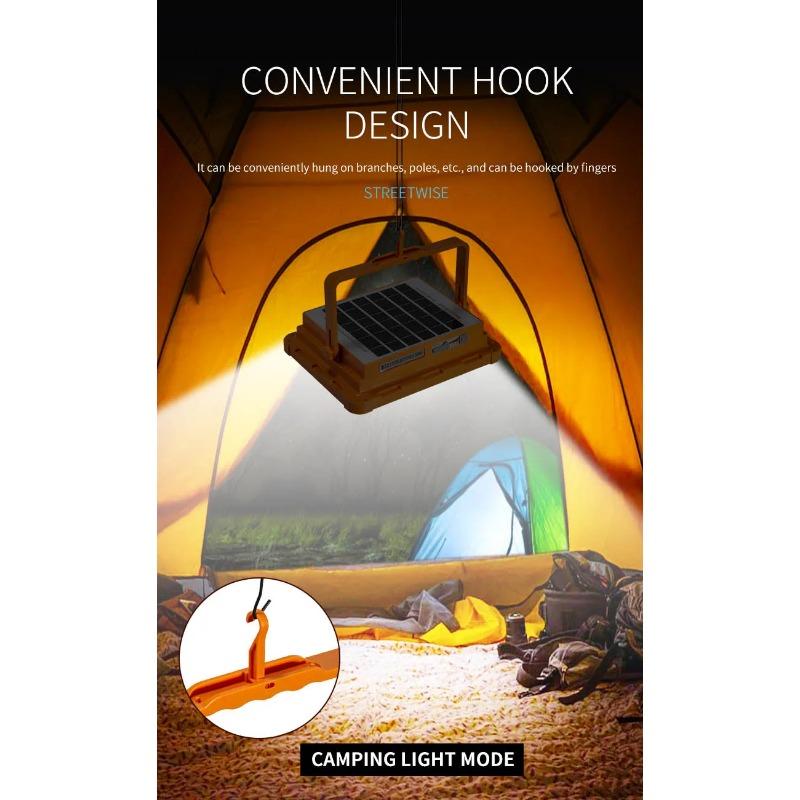 LED Solar Campinglaterne Wiederaufladbarer Outdoor-Flutlichtstrahler Wasserdicht Solare Stromversorgung Reparaturarbeiten Notlampe Powerbank