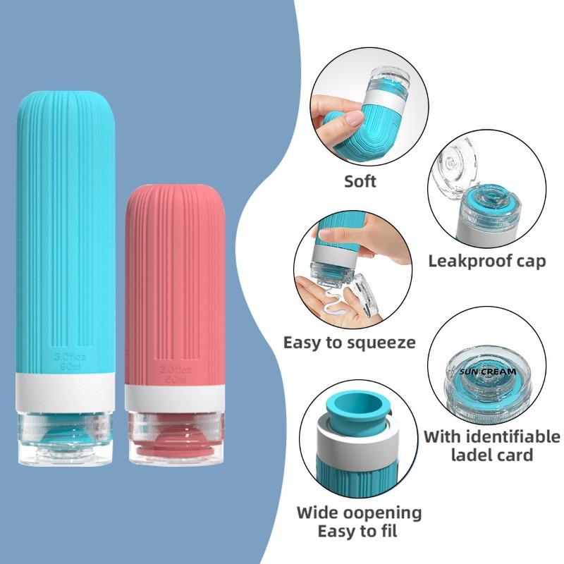 60/90ML New Silicone Dispensing Bottle Set Portable Shampoo and Body Wash Storage Bottle Outdoor Travel Distribution Bottle