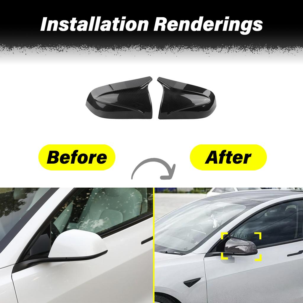 For Tesla Model 3 2017 2018 2019 2020 2021 2022 2023 Side Left/Right Rearview Mirror Cover Replacement  Exterior Decor BodyKits