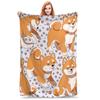 Cute Shiba Inu Dog Pattern Blankets Warm Flannel Sofa Throw Blanket for Couch Bedding Travel Throws Bedspread Quilt
