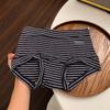 Women's Retro Stripe Low-Rise Cotton Antibacterial Boxer Briefs with Extended Crotch