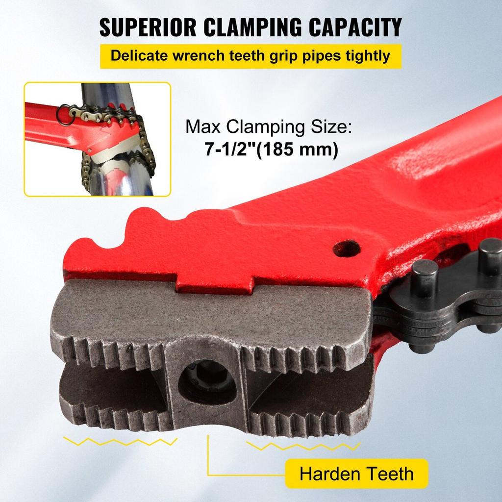 Chain Wrench Pipe 36inch,Heavy Duty Oil Filter Chain Wrench Capacity 4-1/2 to 7-1/2inch ,Chain Wrench 30inch (760 mm) Chain Length Plumbing Pipe Tool