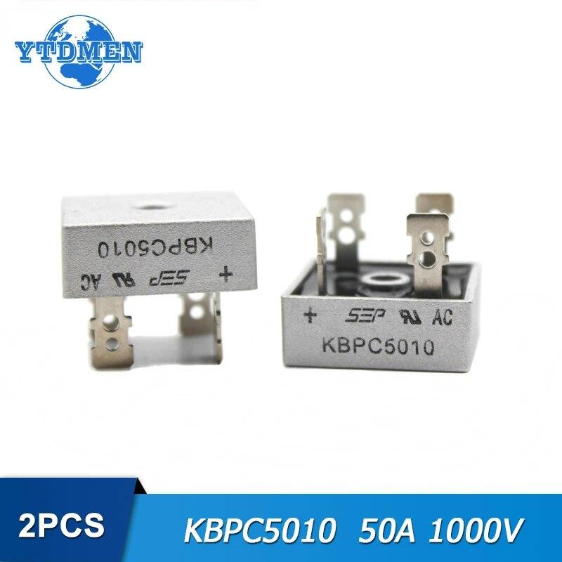 

Діодний міст випрямляча KBPC1510 KBPC2510 KBPC3510 KBPC5010 1000V 15A 25A 35A 50A Електронні компоненти випрямного моста 2PCS KBPC5010
